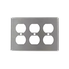 Leviton Plaque murale triple à torsade double, Acier inoxydable, Prise double, 3 Nbre d'ouvertures, Acier inoxydable (84030-40)