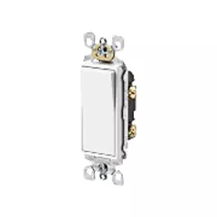 Leviton Interrupteur berceau doux Decora(MD) avec basculement unipolaire, Blanc, 120 V/277 V, À pression, Intensité non variable (5601-P2W)