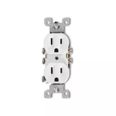 Leviton Prises Doubles À Câblage Latéral & QuickwireMC NEMA 5-1R, Blanc, 15 A, 125 V (5320-WCP)