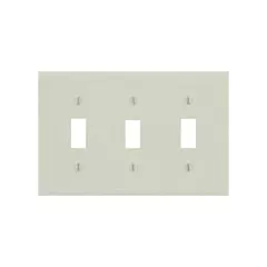 Leviton Plaque murale triple, Amande, Bouton, 3 Nbre d'ouvertures, Plastique (78011)