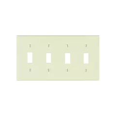 Leviton Plaque murale quadruple, Amande, Bouton, 4 Nbre d'ouvertures, Plastique (78012)