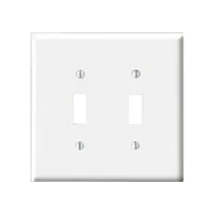 Leviton Plaque murale double, Blanc, Bouton, 2 Nbre d'ouvertures, Plastique (88009)