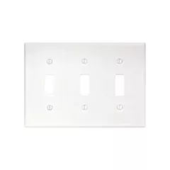 Leviton Plaque murale triple, Blanc, Bouton, 3 Nbre d'ouvertures, Plastique (88011)