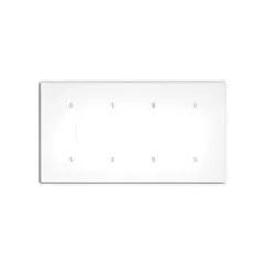 Leviton Plaque murale quadruple, Blanc, Bouton, 4 Nbre d'ouvertures, Plastique (88012)