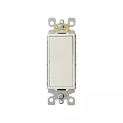 Leviton Interrupteur berceau doux Decora(MD) avec basculement tripolaire, Blanc, 120 V/277 V, À pression, Intensité non variable (5603-P2W)
