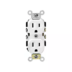 Leviton Prise mise à la terre à borne arrière & latérale à broches droites, Blanc, 15 A, 125 V, 2 Nbre de prises de courant (BR15-W)