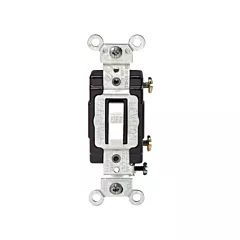 Leviton Commutateur à bascule unipolaire de calibre commercial, Blanc, 120 V/277 V, Commutateur, Intensité non variable (CS115-2W)