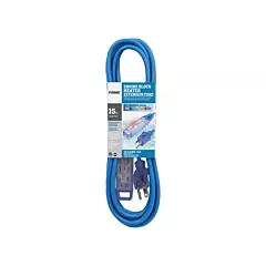 Prime Glacier Flex™ Engine Block Heater Cord, 15', All-Weather, 16-Mar, 13 A, Blue (LTF890615)