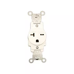 Leviton Commercial Grade Straight Blade Outlet, White, 20 Amps, 250 V, 1 No. of Outlets, Not Tamper-Resistant (5821-W)