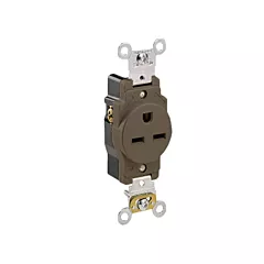 Leviton Prise simple de calibre industriel, Brun, 15 A, 250 V, 1 Nbre de prises de courant, Violable (5661)