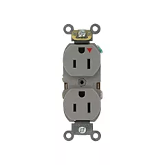 Leviton Prise double isolée de calibre industriel, Gris, 15 A, 125 V, 2 Nbre de prises de courant, Violable (5262-IGG)