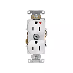 Leviton Prise double isolée de calibre industriel, Blanc, 15 A, 125 V, 2 Nbre de prises de courant, Violable (5262-IGW)