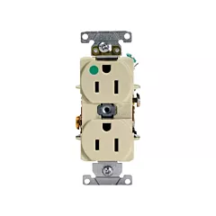 Leviton Prise double de calibre hôpital, Ivoire, 15 A, 125 V, 2 Nbre de prises de courant, Violable (8200-HI)