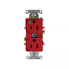 Leviton Prise double de calibre hôpital, Rouge, 15 A, 125 V, 2 Nbre de prises de courant, Violable (8200-HR)