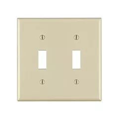 Leviton Plaque murale double, Ivoire, Bouton, 2 Nbre d'ouvertures, Plastique (86009)