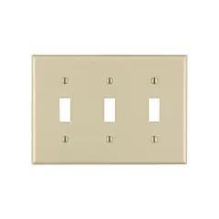 Leviton Plaque murale triple, Ivoire, Bouton, 3 Nbre d'ouvertures, Plastique (86011)