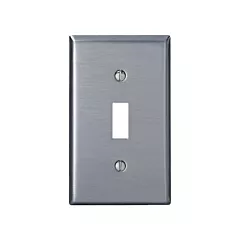 Leviton Plaque murale simple, Acier inoxydable, Bouton, 1 Nbre d'ouvertures, Acier inoxydable (84001)