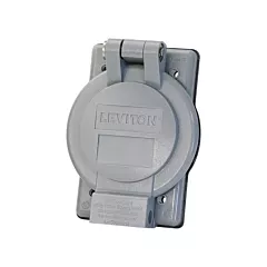 Leviton Couvercle à rebord, Gris, Ronde, 1 Nbre d'ouvertures, Thermoplastique, Extérieur (7420-G)