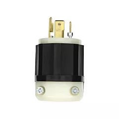 Leviton Fiche verrouillable de calibre industriel, L20-30P, Nylon, 347 V/600 V, 30 A, Noir et blanc (2771)