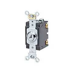 Leviton Interrupteur robuste verrouillable à clé, Acier inoxydable, 120 V/277 V, Verrouillable à clé, Intensité non variable (1223-2KL)