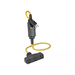 Leviton Triple-Tap Inline GCFI Extension Cord & Connector, 3', 120 V, 15 Amps (GSCA1-3TC)