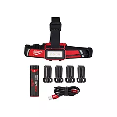 Milwaukee Low-Profile USB Headlamp, LED, 600 Lumens (High), 2 Run Time Hrs. (High), Plastic, Rechargeable (2115-21)