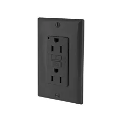 Leviton SmartlockPro® Self-Test GFCI Outlet, 125 V, 15 A, 2 No. of Outlets, Black, Not Tamper-Resistant (GFNT1-E)