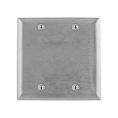 Hubbell Square Wallplate Cover, Stainless Steel, Blank, 2 No. of Gangs, Stainless Steel, Indoor (SS23L)