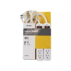 Prime Power Strip 2-Pack, 3', 6 No. of Outlets, 15 A, 1875 W, 125 V (PB8100X2)