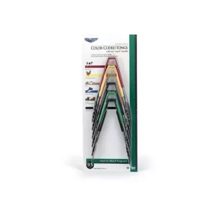 Vollrath multi-coloured scalloped tongs, 9.5