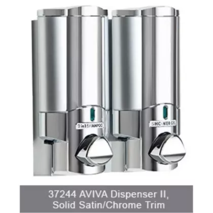 2-Chamber AVIVA Liquid Bath Amenities Dispenser Chrome w/Solid Satin Bottle