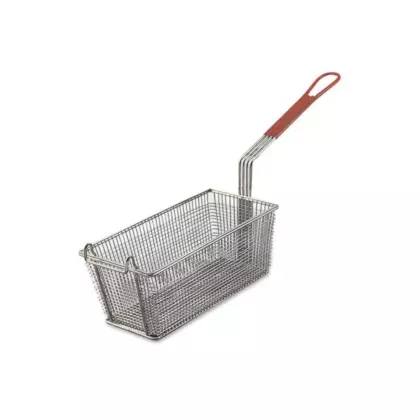 Browne wire fry basket, red coloured plastic handle, 12.5