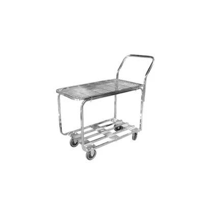 Slice Craft Chrome Stock Cart with Mesh Top & Grilled Undershelf - 36” x 18.3” x 29”**(OM13067)