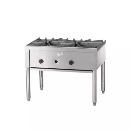 Quest? Heavy Duty Stock Pot Range w/ 2 Burners, Natural Gas,