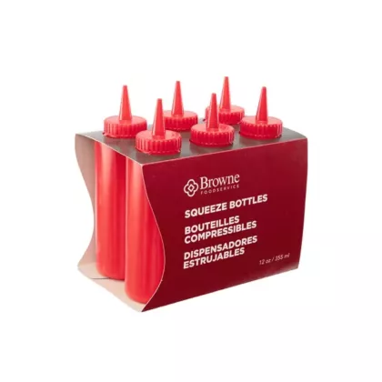 Browne Squeeze Bottle, Red, 12 oz 6PK - 57801205 016/5780120