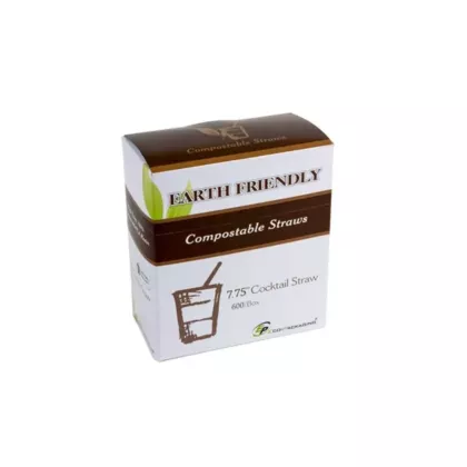 Eco-packaging jumbo compostable cocktail straws, noir, 7.75