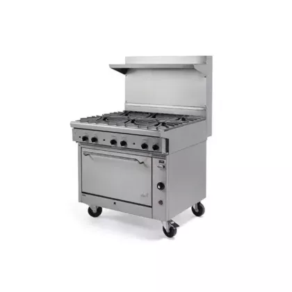 Quest? qgr-1 series single oven range w/ 6 burners w/casters