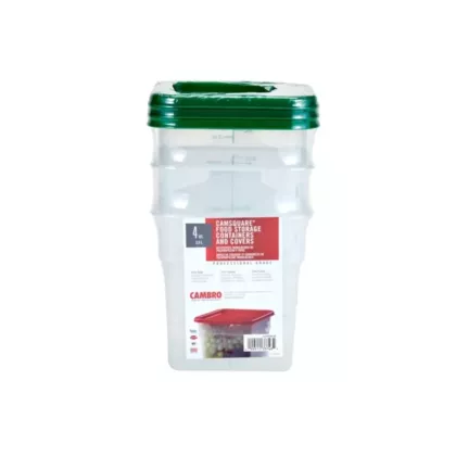 Cambro square food storage containers w/ couvercles set, transluce