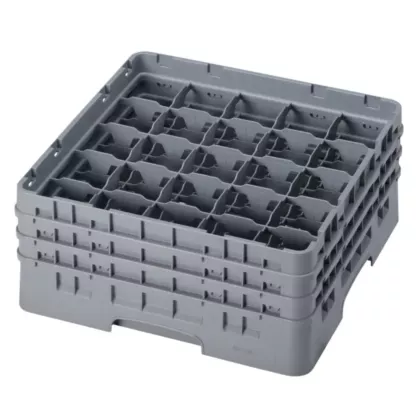 Cambro 25S638151 Camrack Glass Rack with 25 Compartments & 3 Extenders - Grey
