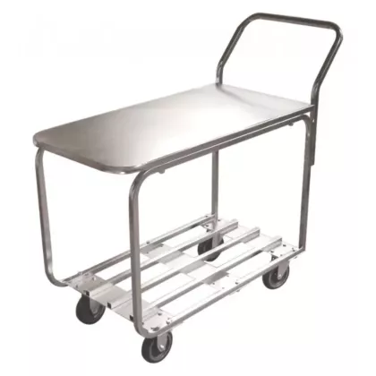 Nella Stock Cart with Solid Top & Grilled Undershelf, Stainless Steel - 36” x 18.3” x 29”