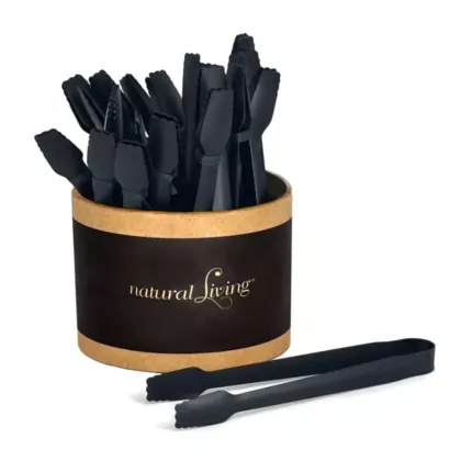 Natural Living Small Serving Tongs, Black