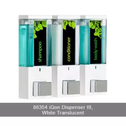 3-Chamber iQon Liquid Bath Amenities Dispenser color Transluscent White 