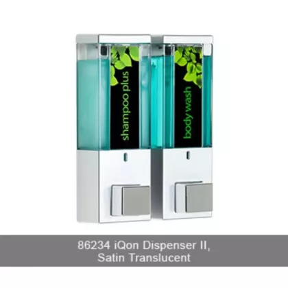    2-Chamber iQon Liquid Bath Amenities Dispenser color Transluscent Satin Silver 
