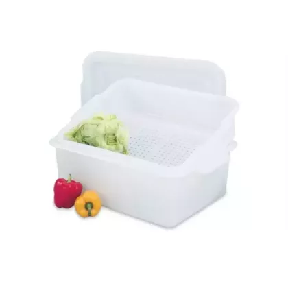Vollrath Perforated Drain Box Kit with Bus Bin & Cover, White(52618)