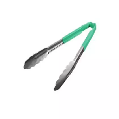 Vollrath kool-touch one-piece tongs, green, 9.5