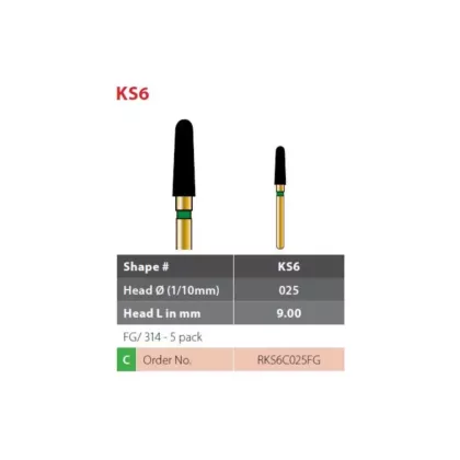 Coltene Alpen Multilayer Diamond Burs KS6-025 FG/314 Coarse 5/pkg