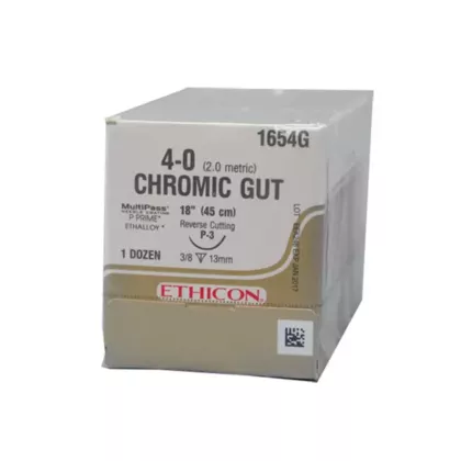 J&J Ethicon Suture 1654G, Chromic Gut 4-0, P-3, 18