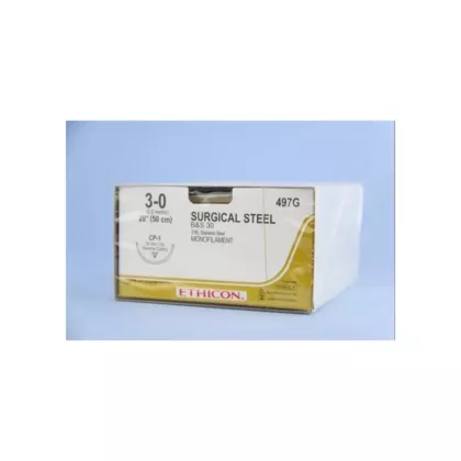 J&J Ethicon Suture 497G, Surgical Steel 3-0, CP-1, 20