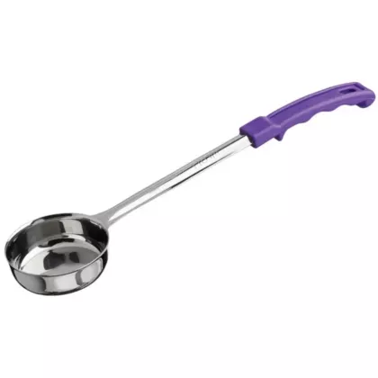 Winco 4 Oz Allergen Free Portion Control Solid Spoon, Purple Handle