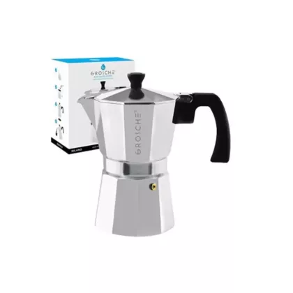 Grosche Milano 6 Cup Stovetop Espresso Maker, Silver